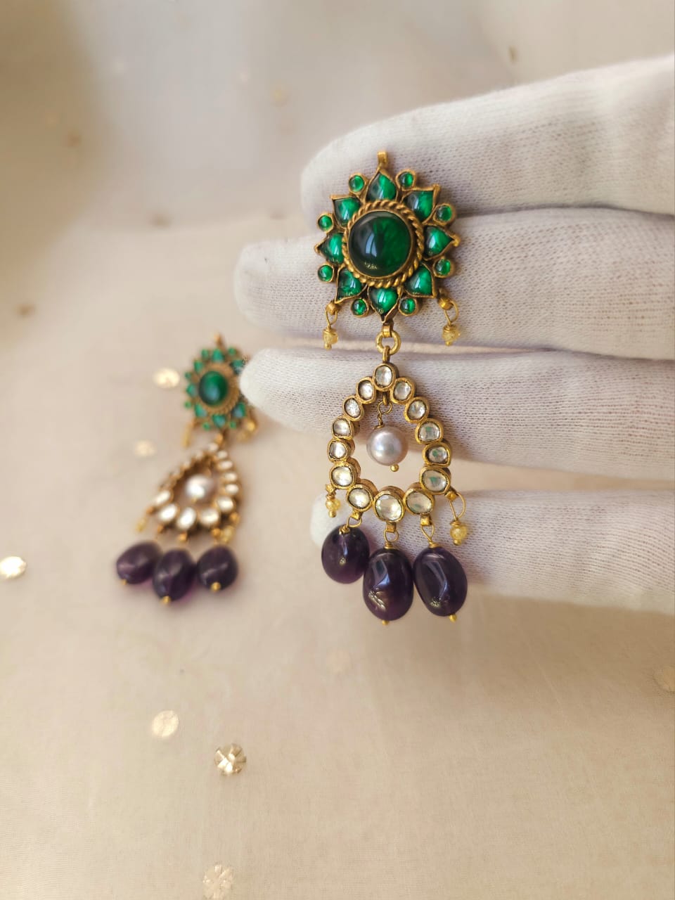 Lucky lunaria amethyst earrings