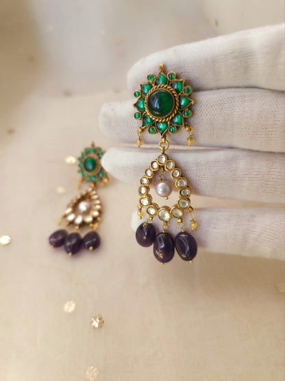 Lucky lunaria amethyst earrings