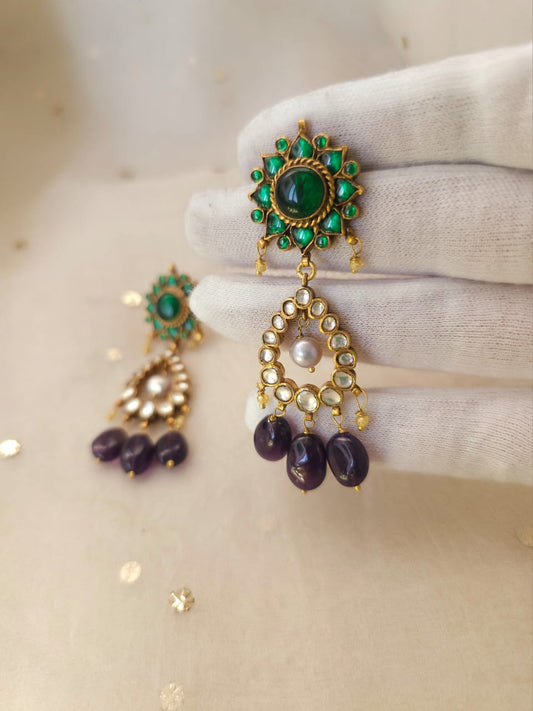 Lucky lunaria amethyst earrings