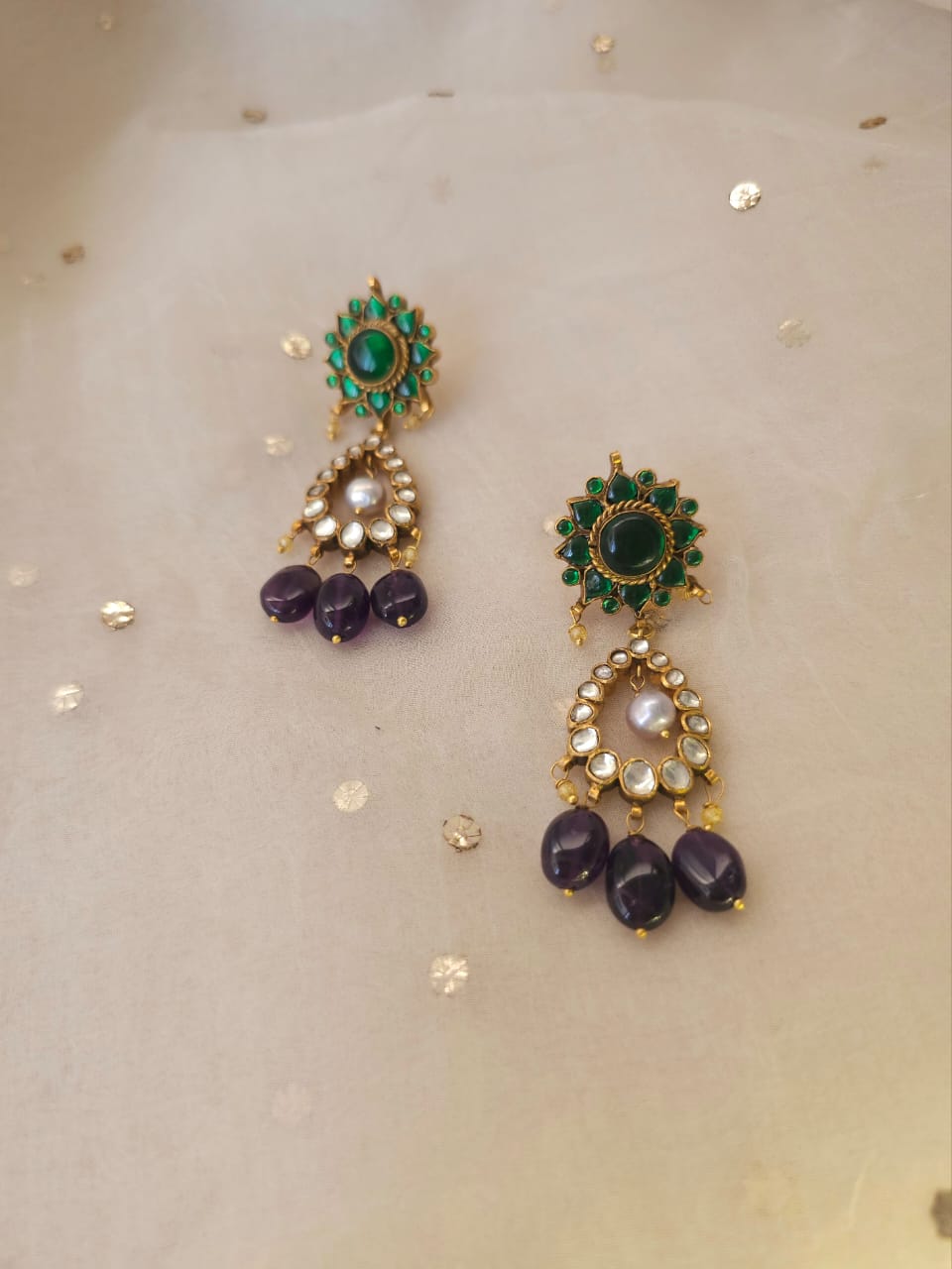 Lucky lunaria amethyst earrings