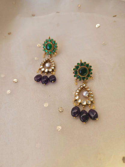 Lucky lunaria amethyst earrings