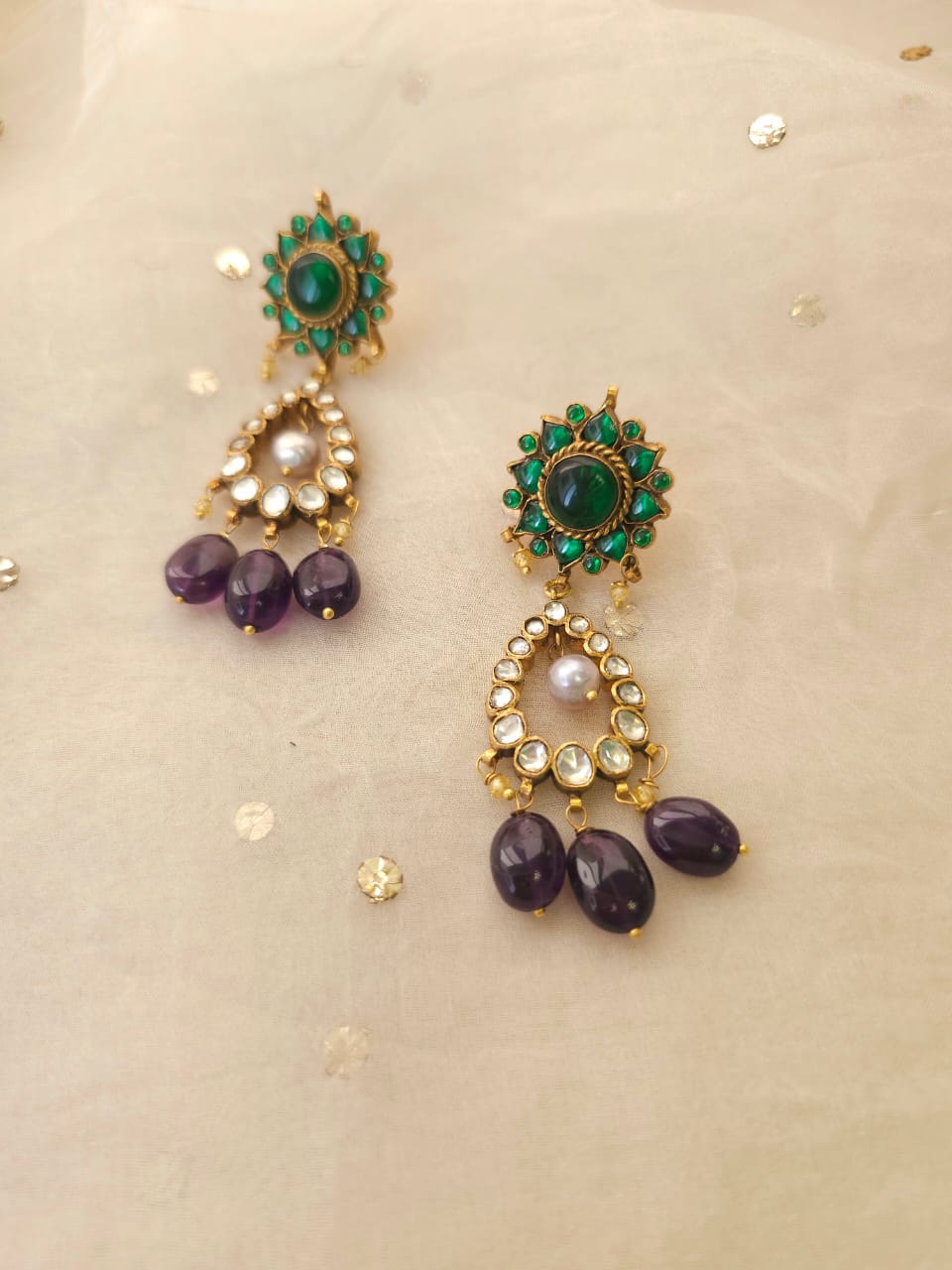 Lucky lunaria amethyst earrings