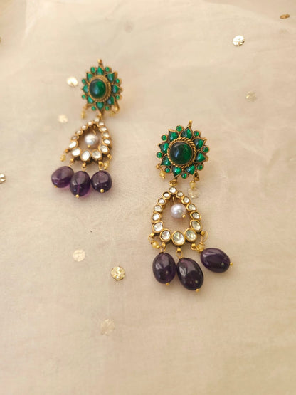 Lucky lunaria amethyst earrings