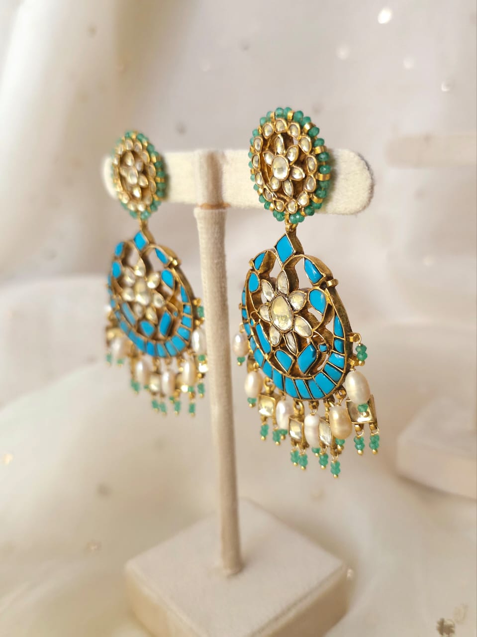 Santorini turquoise chandbali