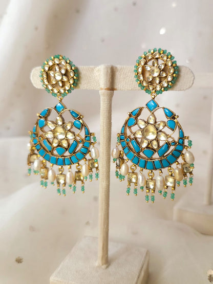 Santorini turquoise chandbali