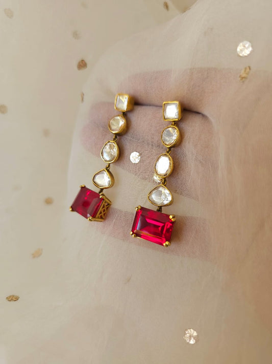 The ruby line silver earrings