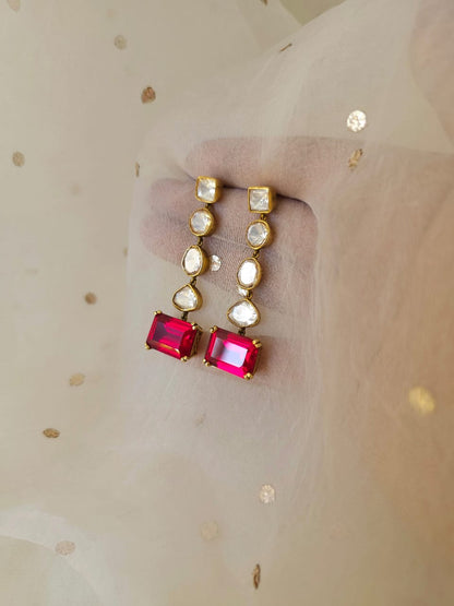 The ruby line silver earrings