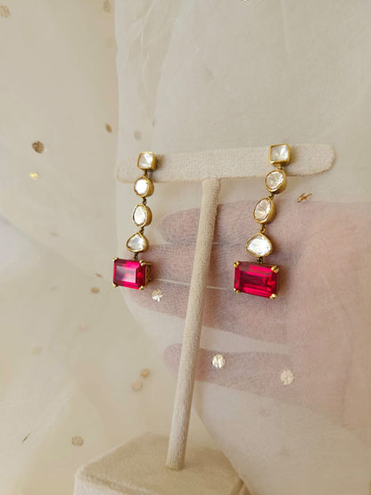 The ruby line silver earrings