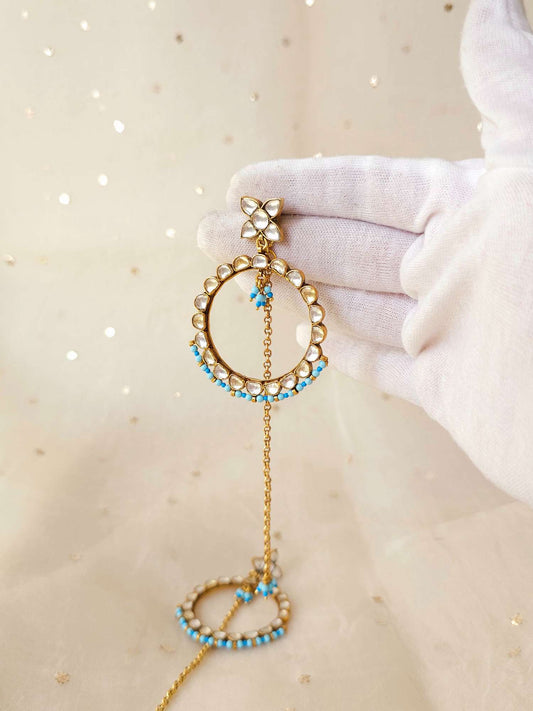 Turquoise moon hoop earrings