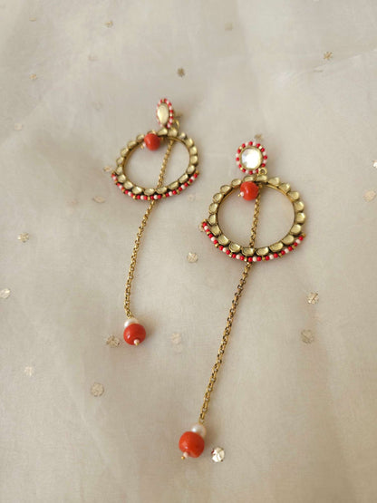Coral blush hoop earrings