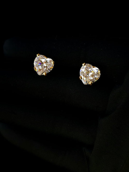 Six carat moissanite diamond heart studs