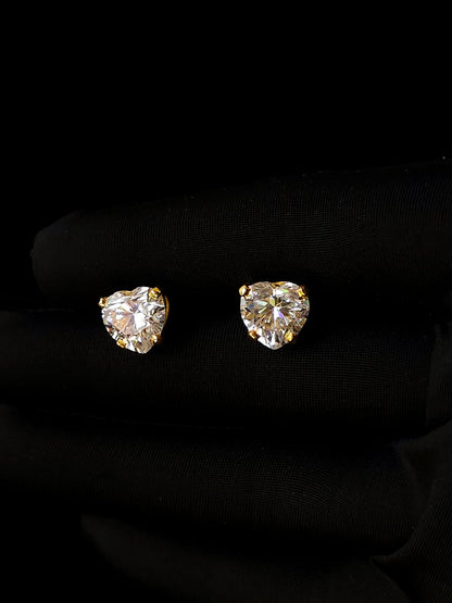 Three carat moissanite diamond heart studs