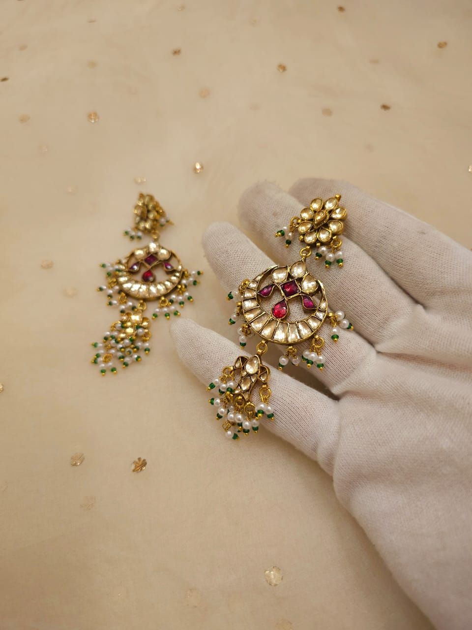 Surmai moon chandbali earrings