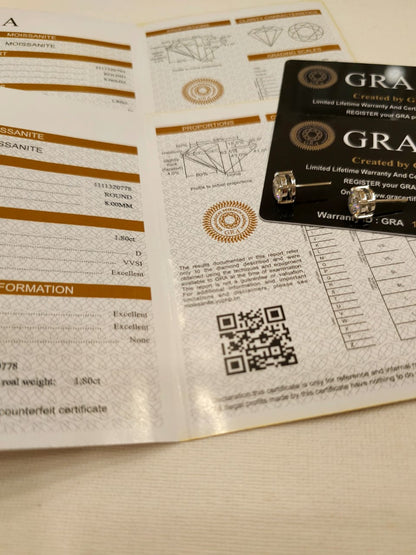 Two carat moissanite round studs