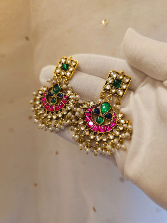 Tutti frutti chandbali earrings