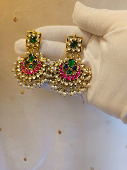 Tutti frutti chandbali earrings