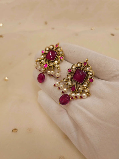 Surajpole cherry silver earrings