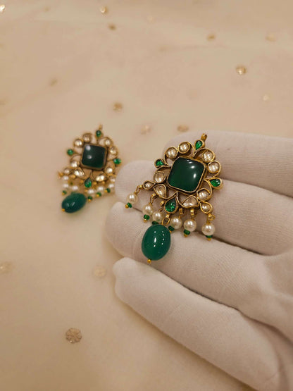 Surajpole green silver earrings