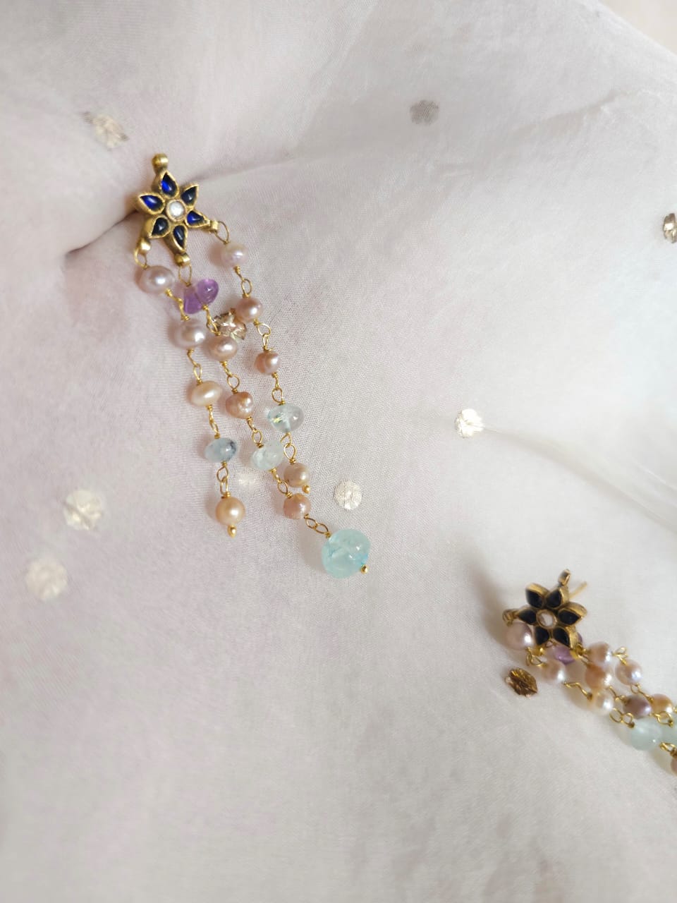Har-singaar aquamarine long earrings