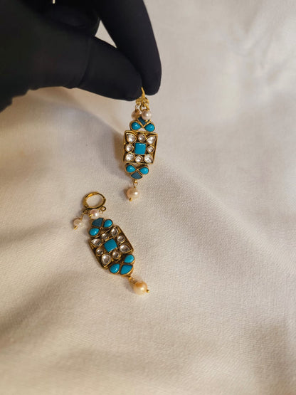 Turquoise d'art hook earrings
