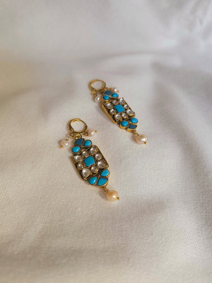 Turquoise d'art hook earrings
