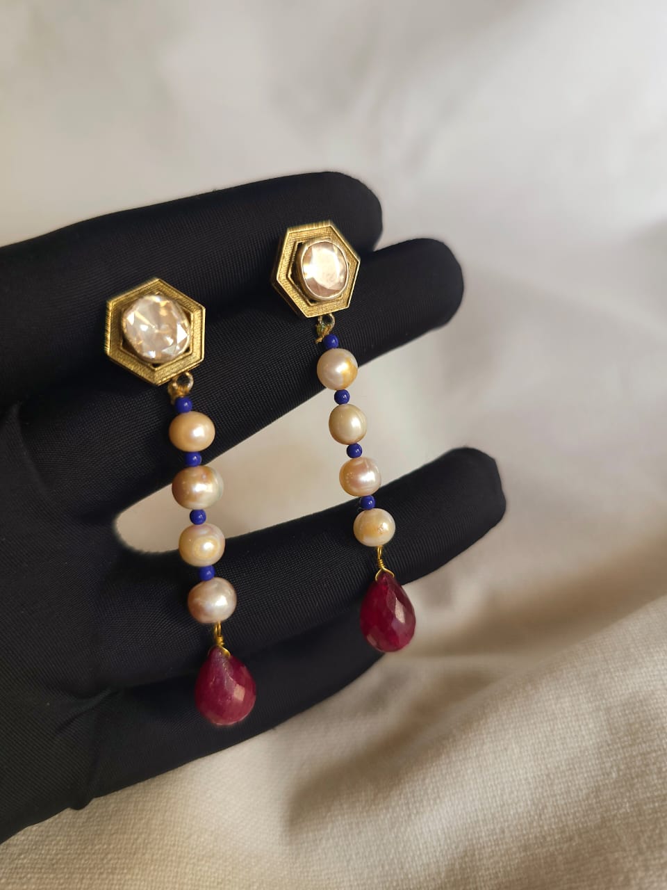 Ruby drop sleek earrings