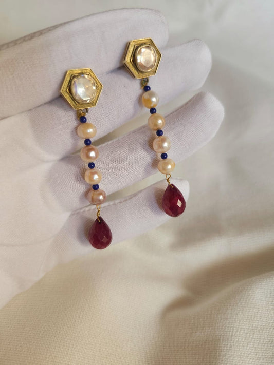 Ruby drop sleek earrings