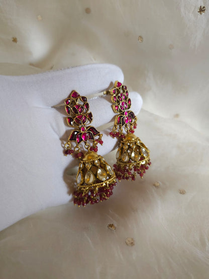Red regalia jhumkas