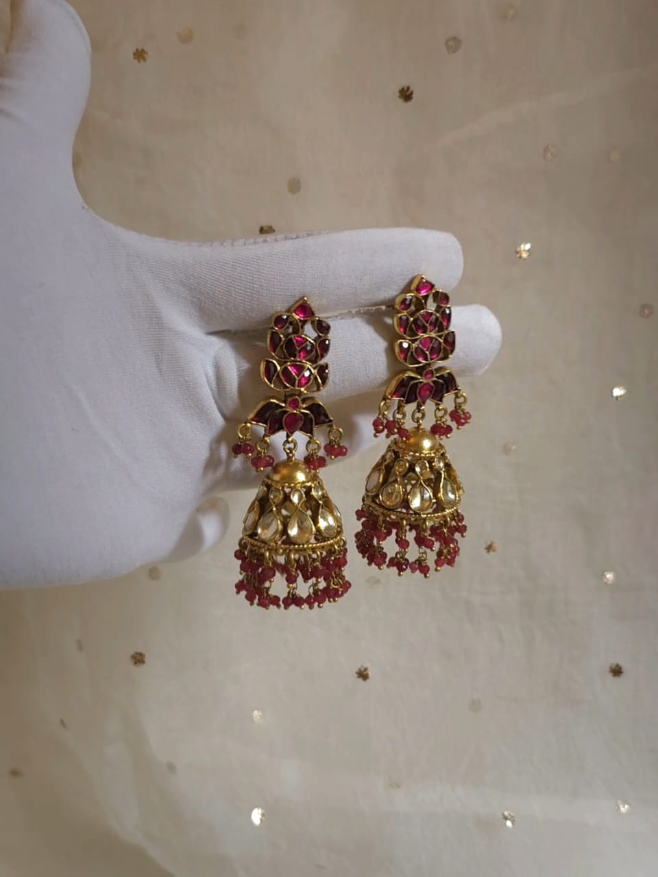 Red regalia jhumkas