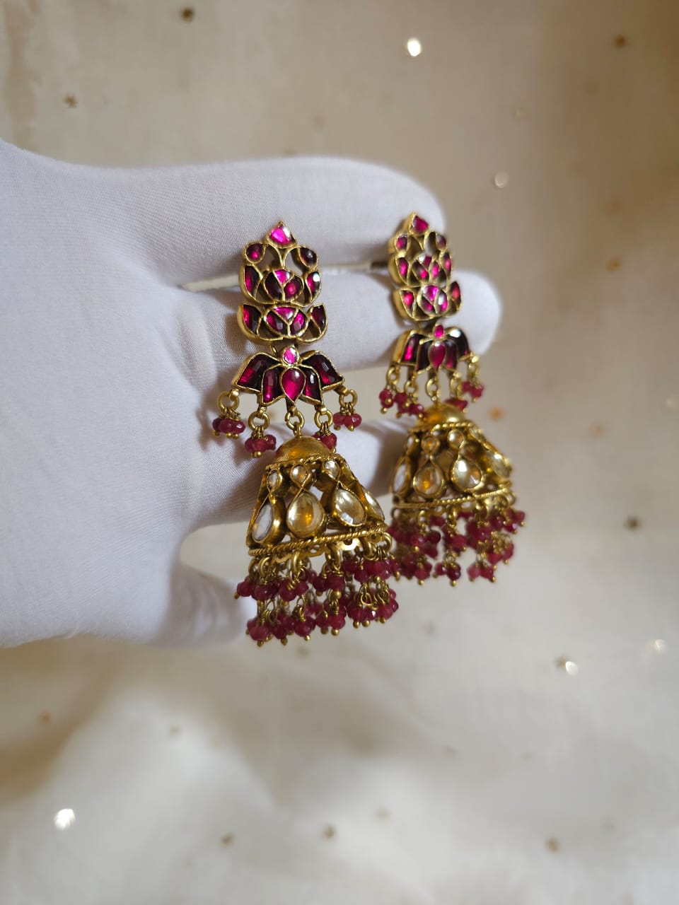 Red regalia jhumkas