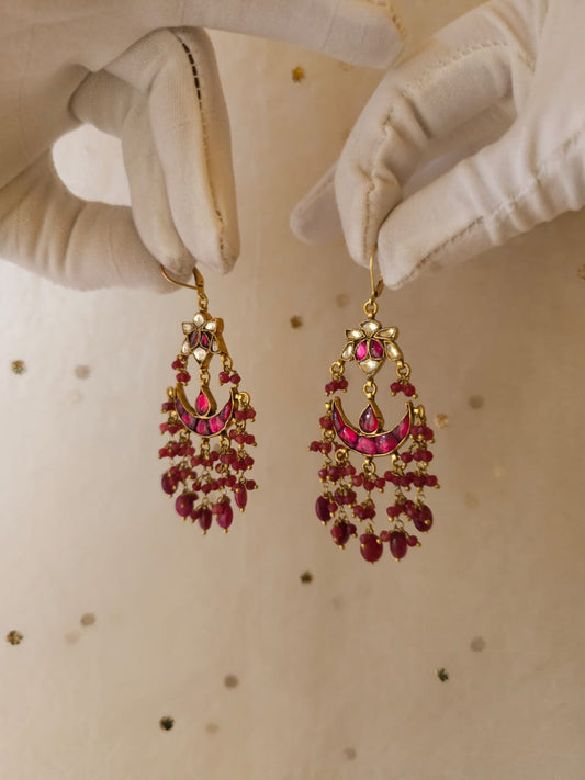 Carmine ruby hook earrings