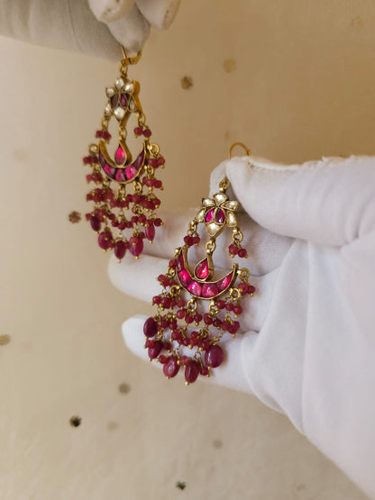 Carmine ruby hook earrings