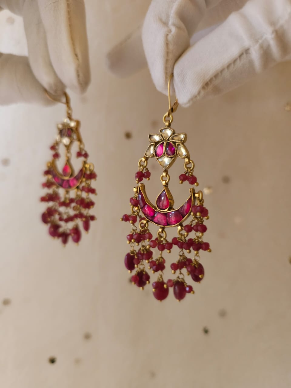 Carmine ruby hook earrings