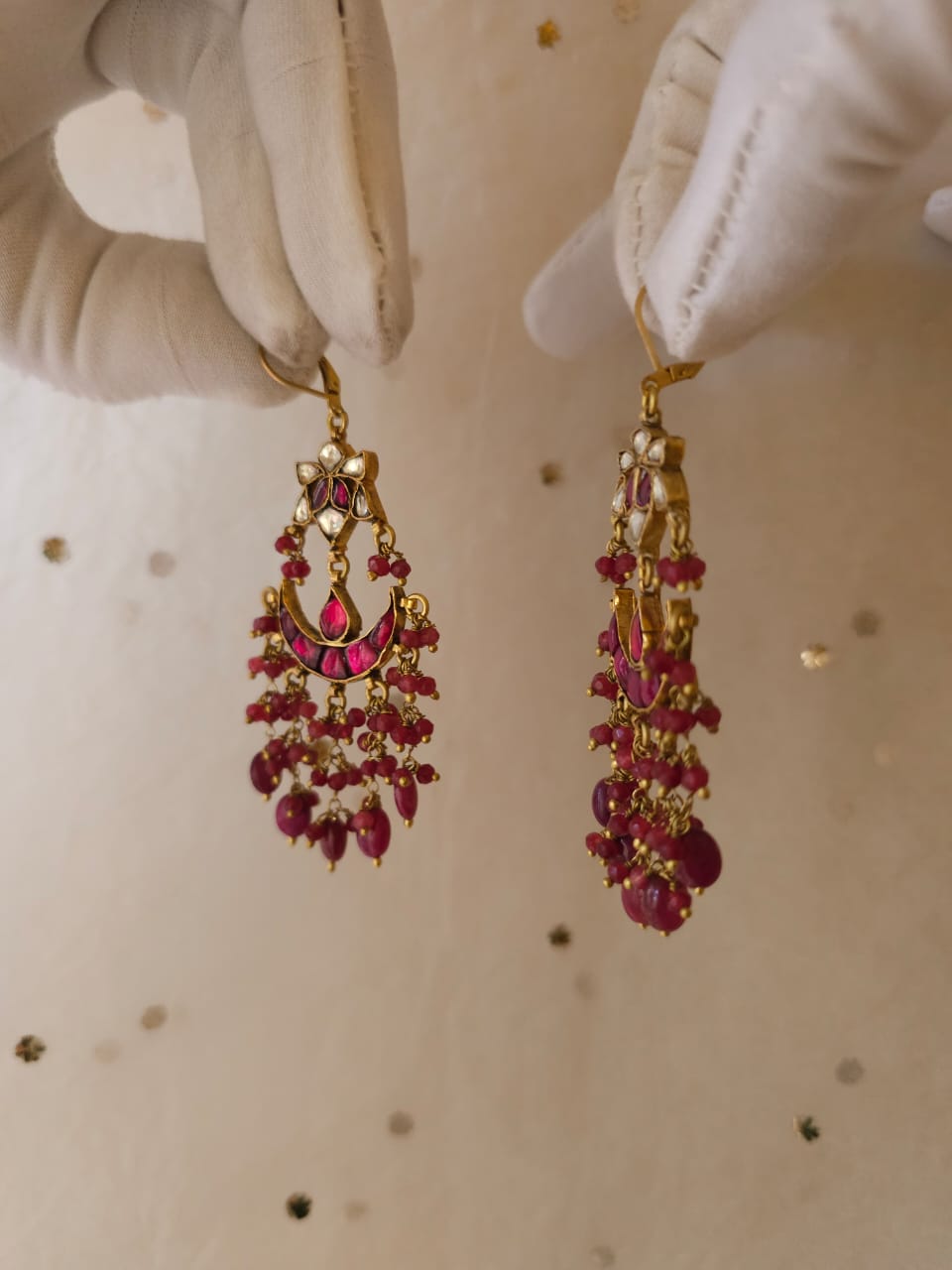 Carmine ruby hook earrings
