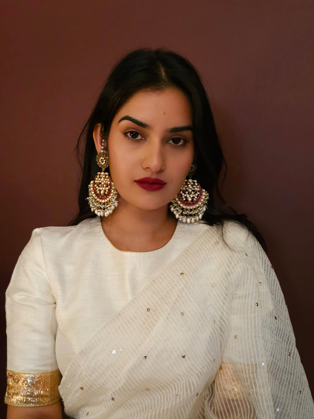 Ruh-gulab pearl chandbali