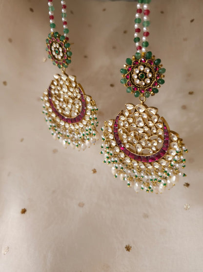 Ruh-gulab pearl chandbali