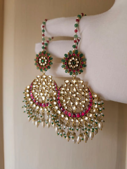 Ruh-gulab pearl chandbali