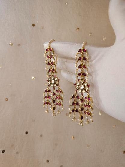 Ruh-gulab chandelier earrings
