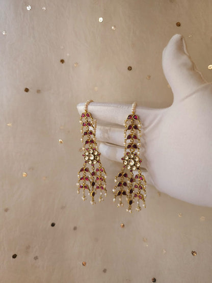 Ruh-gulab chandelier earrings