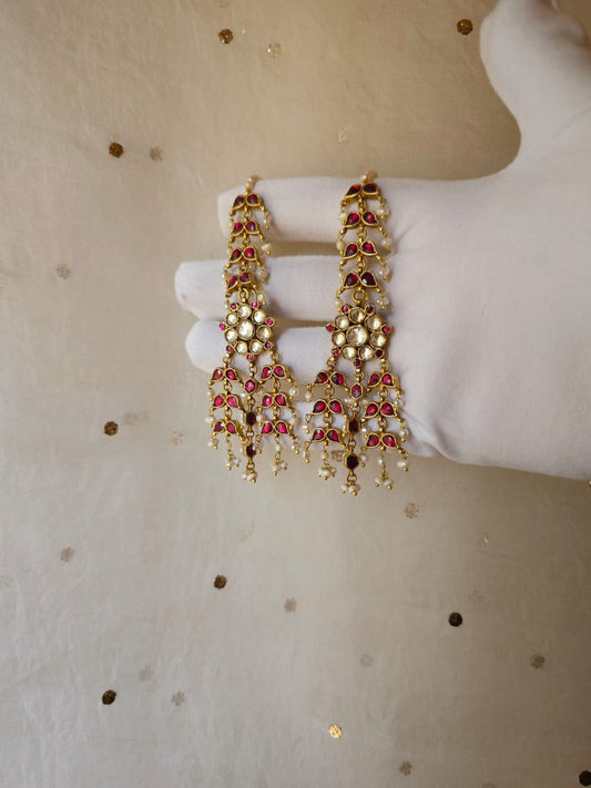 Ruh-gulab chandelier earrings