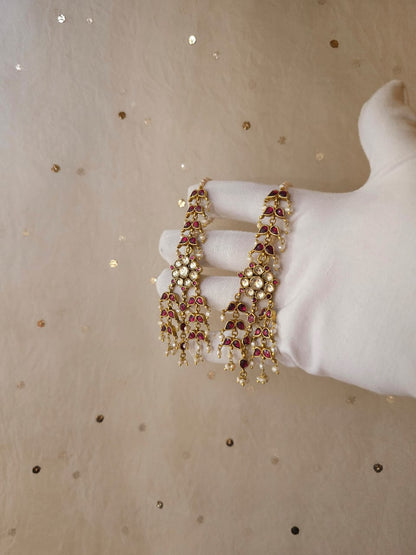 Ruh-gulab chandelier earrings