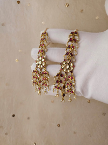 Ruh-gulab chandelier earrings