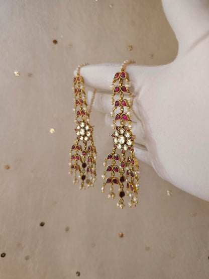 Ruh-gulab chandelier earrings