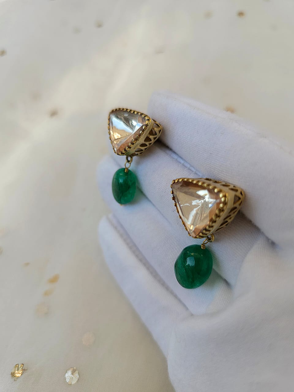 Trillion moissanite gem earrings