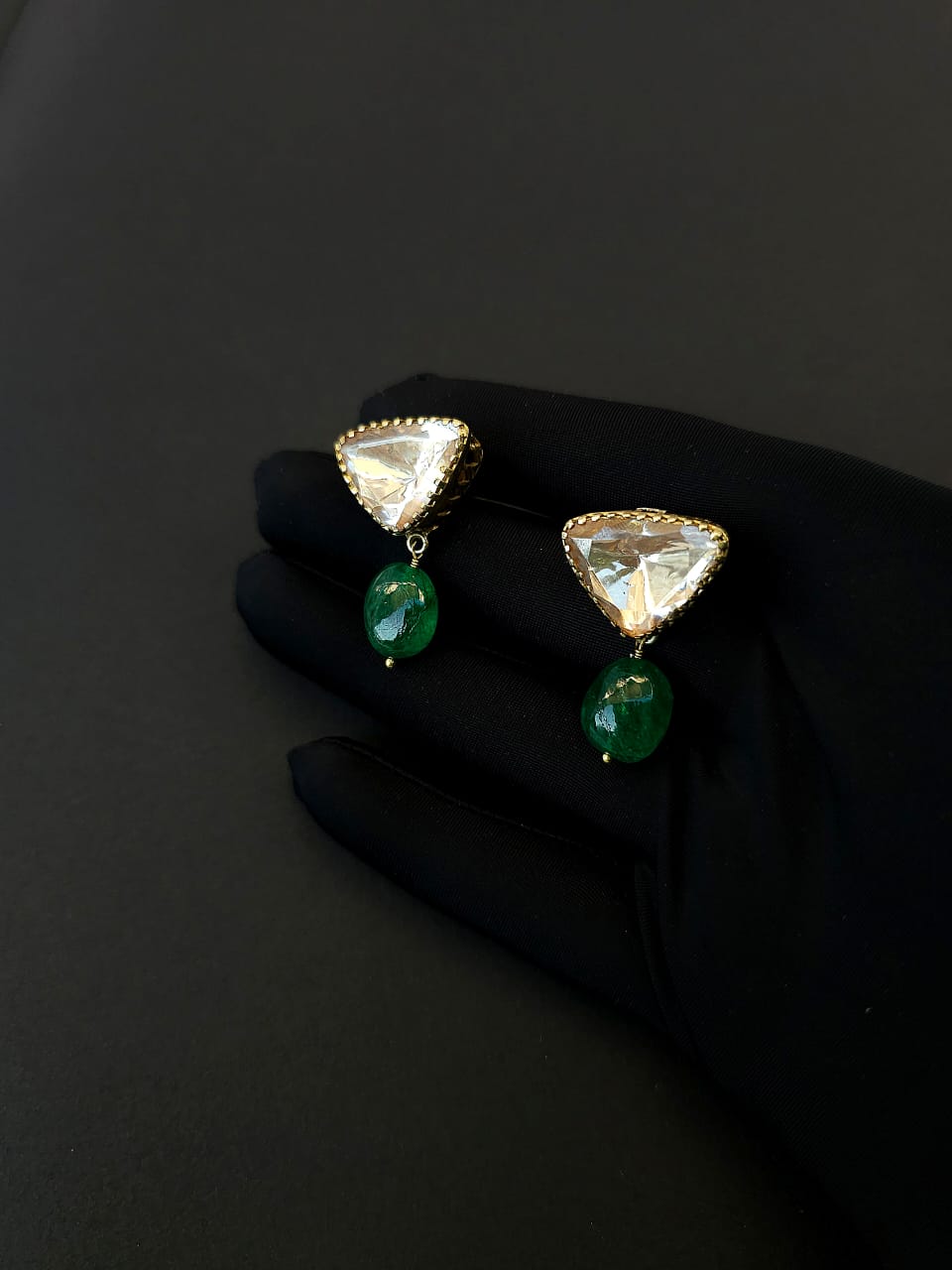Trillion moissanite gem earrings