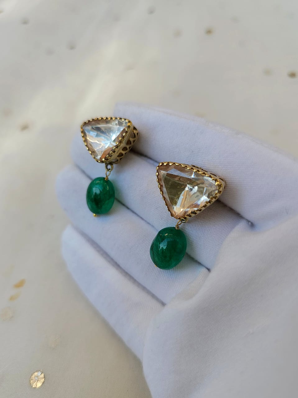 Trillion moissanite gem earrings
