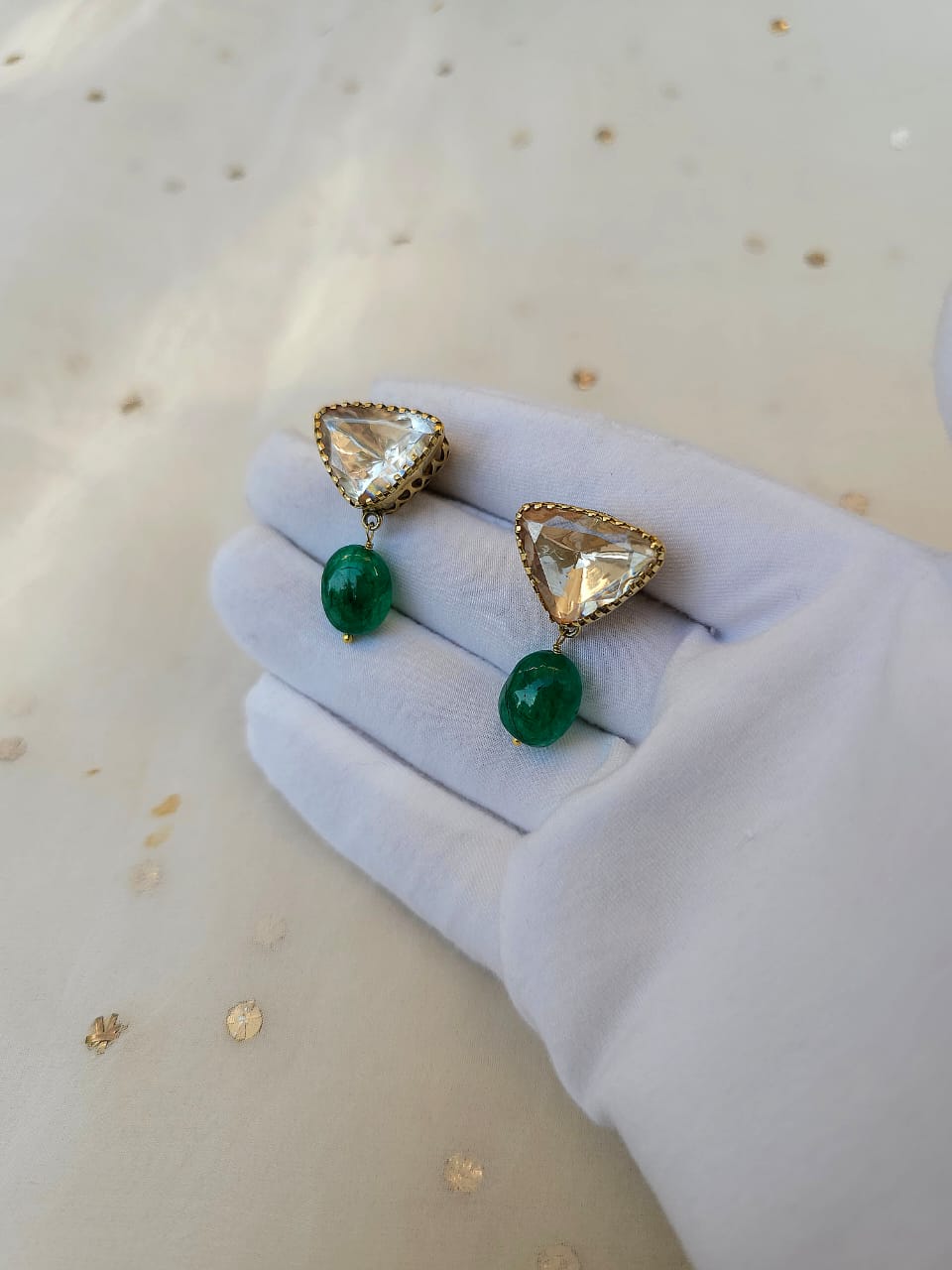 Trillion moissanite gem earrings