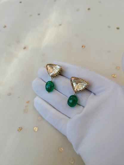 Trillion moissanite gem earrings