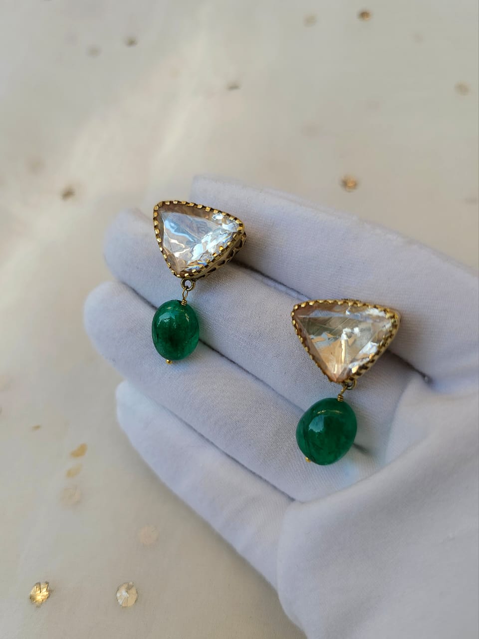 Trillion moissanite gem earrings