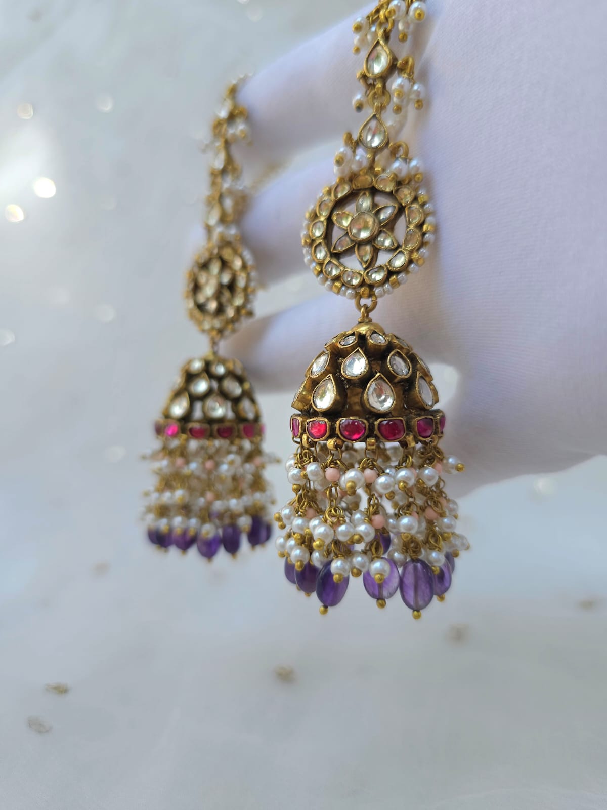 Shrinath ji amethyst jhumkas